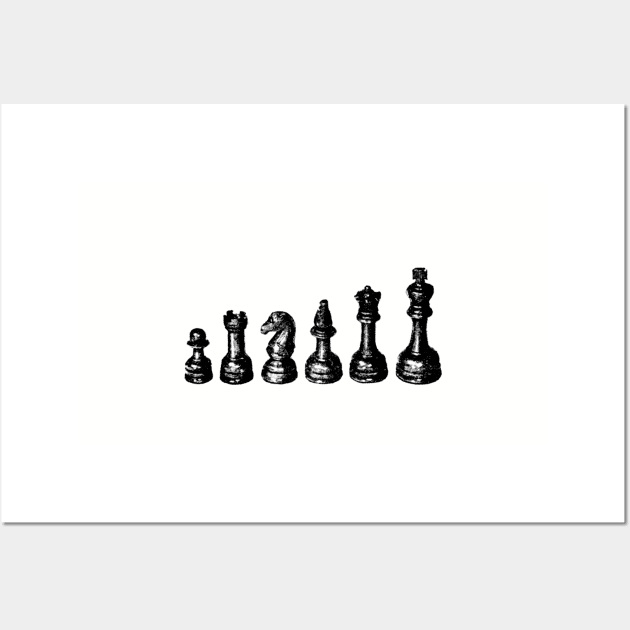 Chess Pieces Vintage Illustration Wall Art by softbluehum